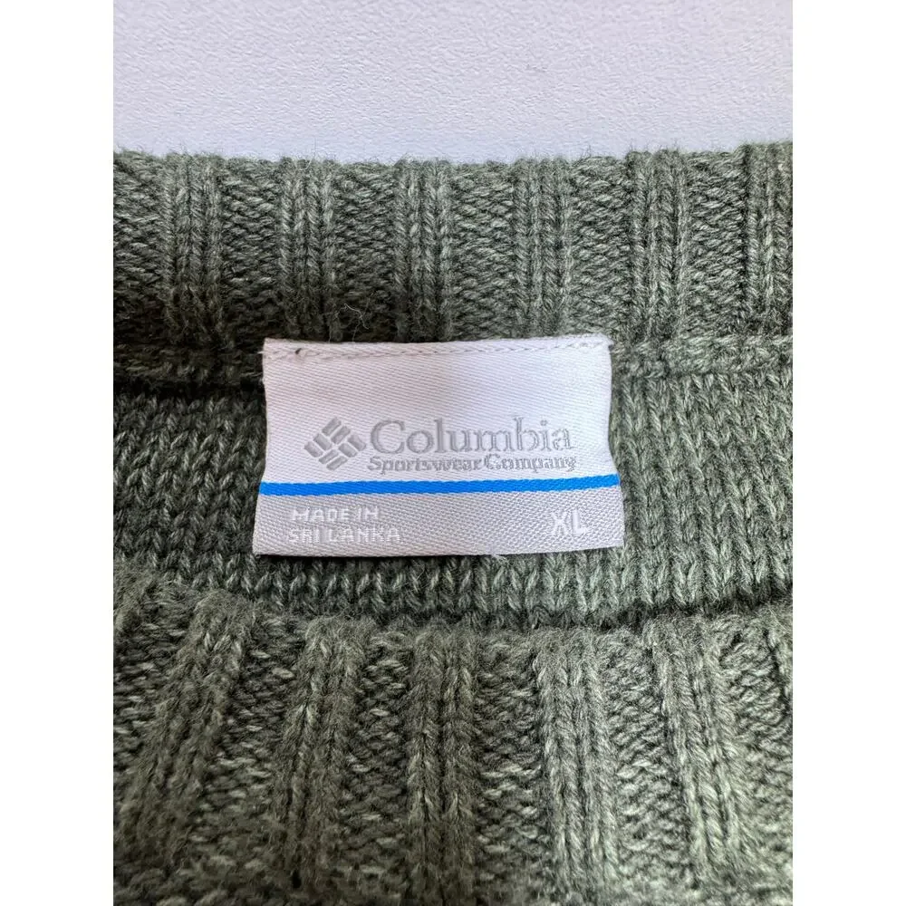 Columbia Fishermen Cable Knit Crewneck Sweater Men’s XL Green Outdoors
